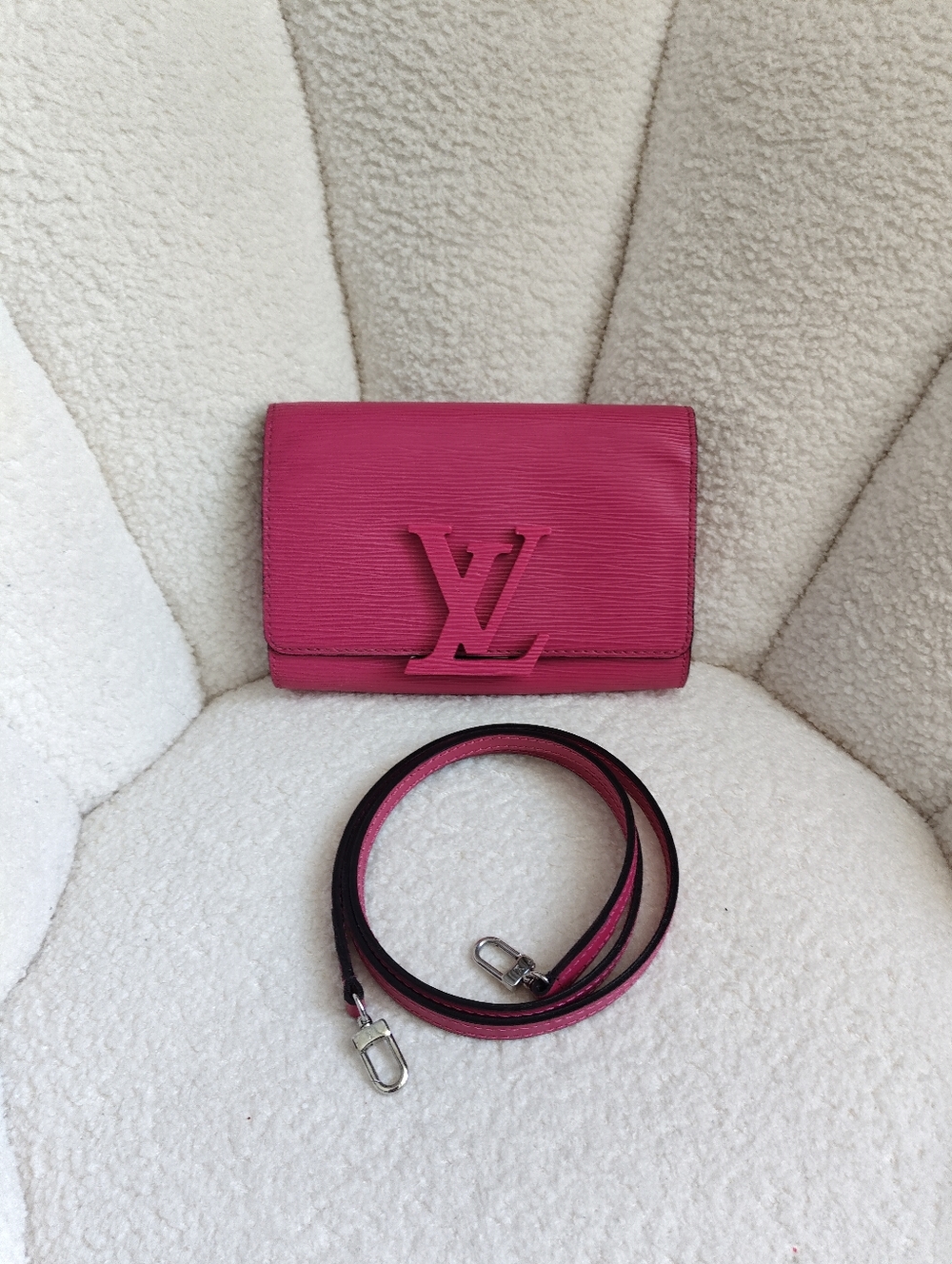 Louis Vuitton Hot Pink Epi Leather Crossbody Wallet with Strap